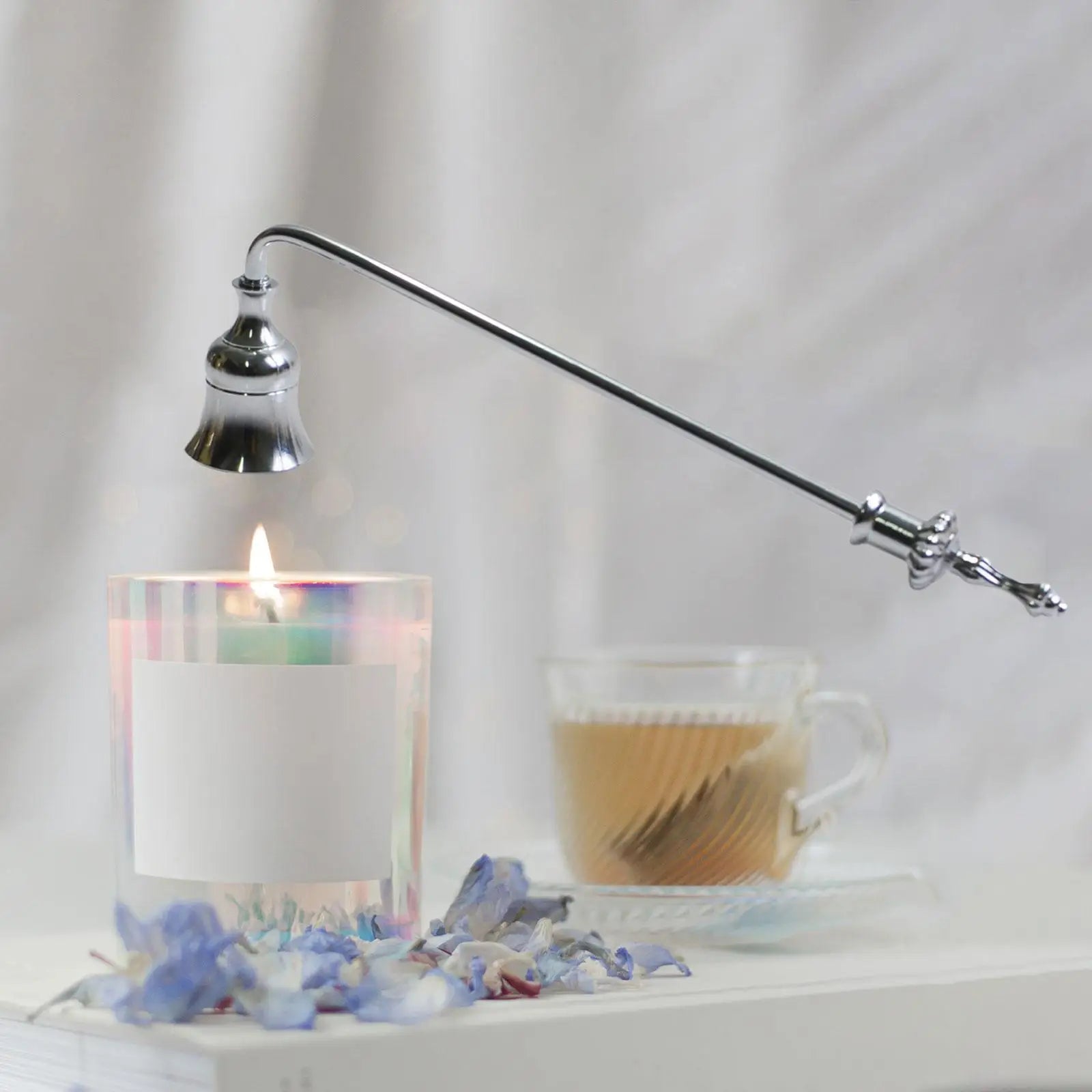 Metal Candle Snuffer – 9-Inch Decorative Wick Extinguisher Candle Snuffer Zpaxo Silvery