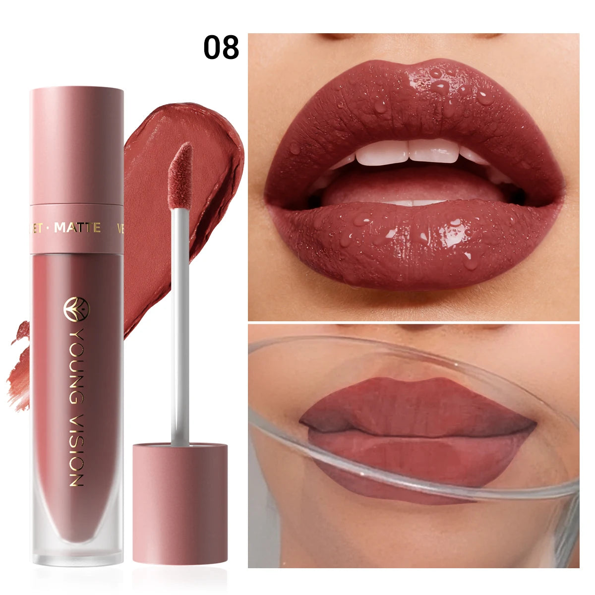 8 Color Nude Brown Matte Liquid Lipstick Velvet Sexy Dark Red Lip Glaze Non-stick Cup Not Easy To Fade Lip Gloss Lipstick Makeup Zpaxo 213 08