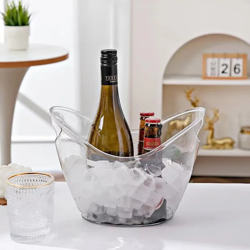 4L Large Capacity Ice Bucket for Home Use Beer Champagne Red Wine Outdoor Picnic Fruit Storage Basket, Transparent Ice Bucket Zpaxo