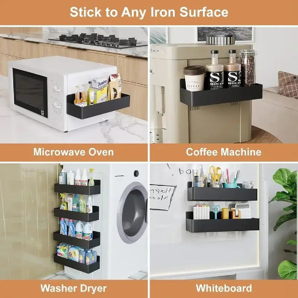 Magnetic Storage Rack Punch Free Refrigerator Storage Basket Kitchen Seasoning Jar Holder Bathroom Toiletries Shelf Strong Magne Zpaxo