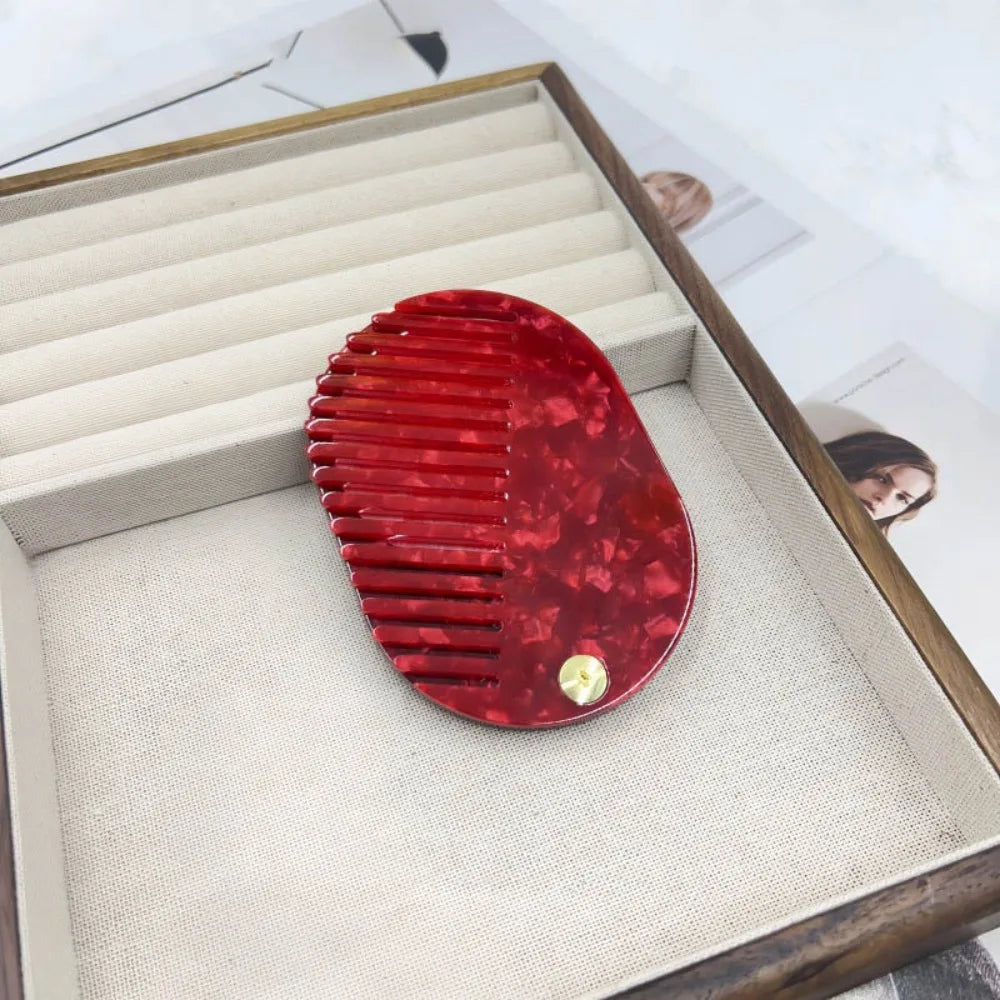 Simple Acetate Makeup Mirror Mini Anti static Mirror comb multifunctional Folding Hair comb Travel Zpaxo F