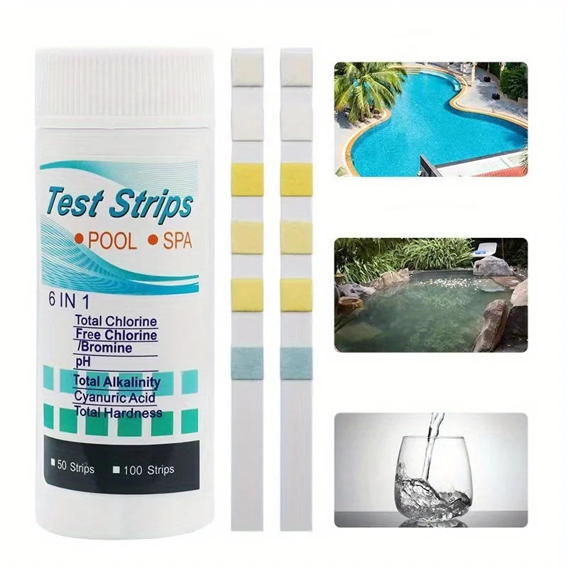 50 Strips 6-in-1 Pool Spa Water Test Accurate Measurement PH Chlorine