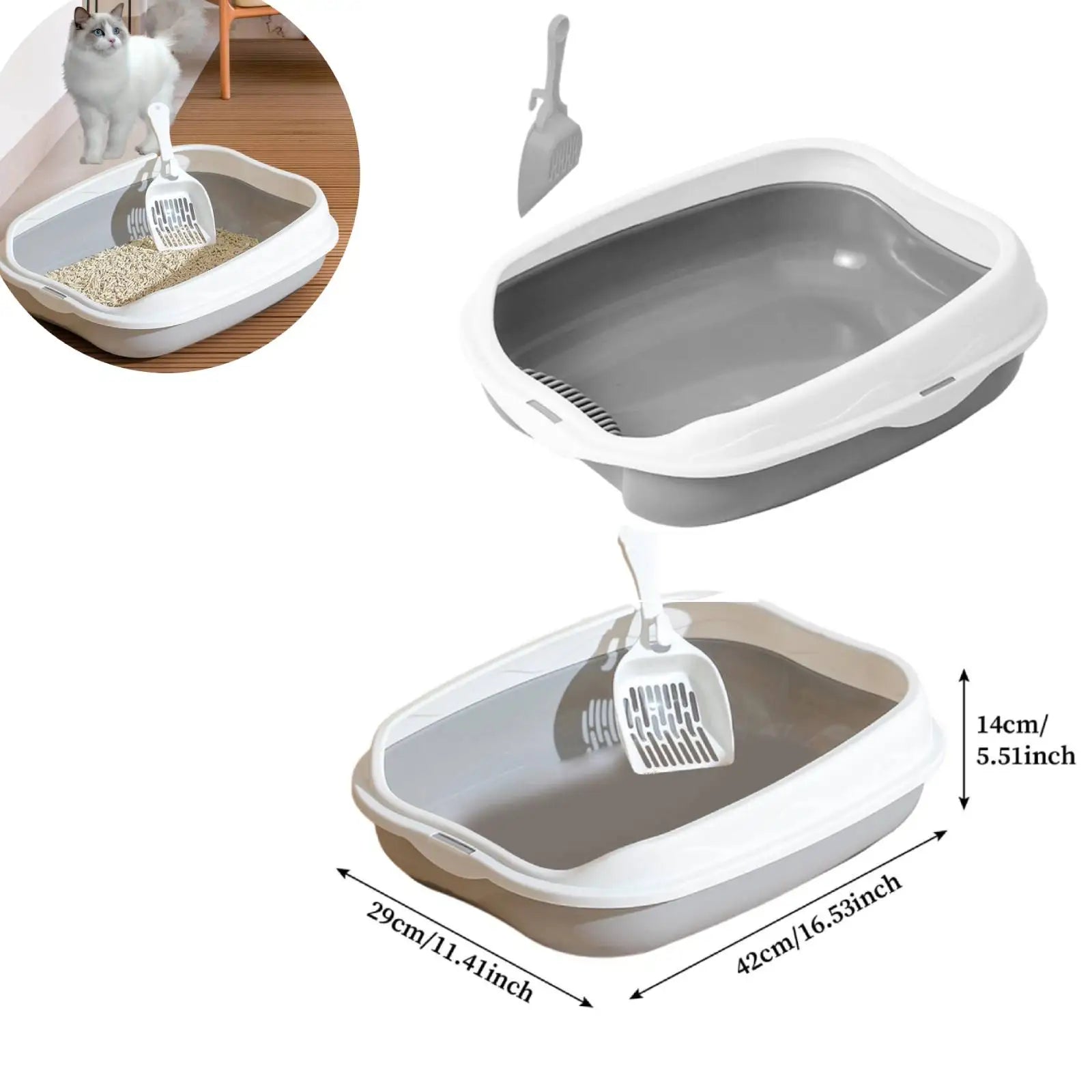 Semi enclosed cat little box With High Side Bedpan Potty Toilet for Small Pets Indoor Cats little tray Kitty litter pan Shovel Zpaxo