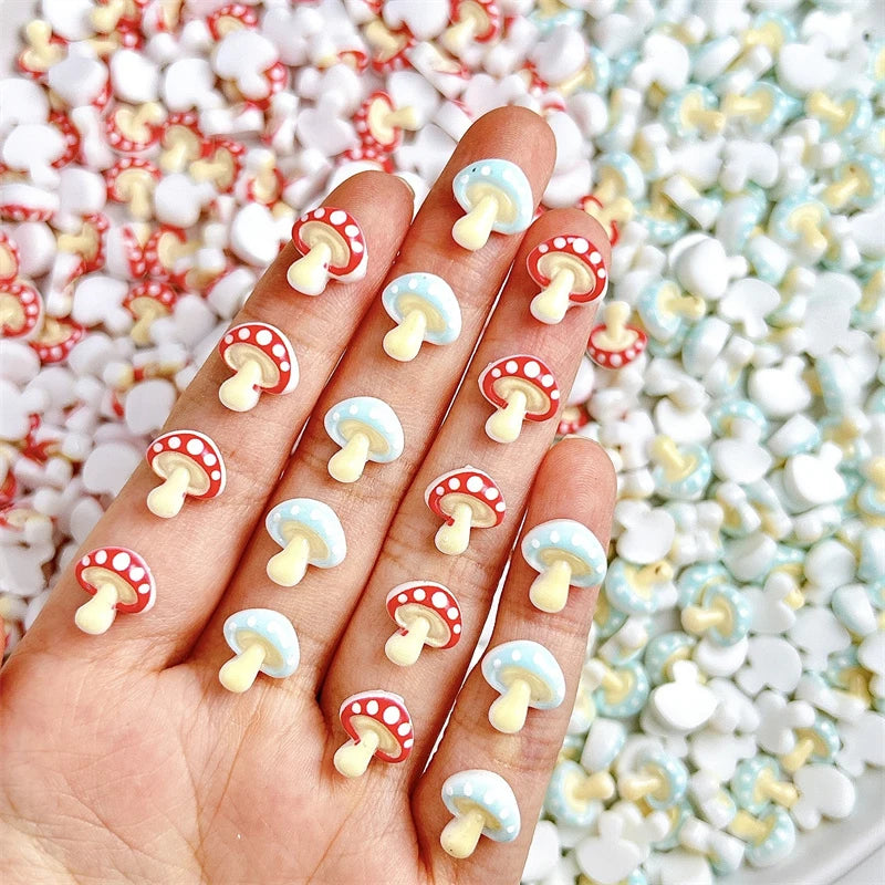 20pcs 3D Cartoon Small Mushroom Nail Charms Sweet Cute Mini Resin Nail Art Decorations DIY Manicure Hairpin Tools Accessorie Zpaxo