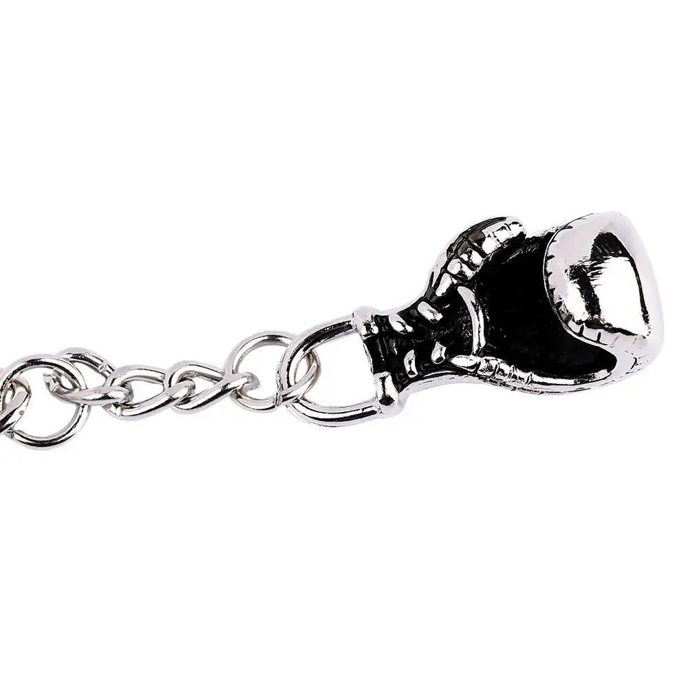 Mini 1PC Cute Metal Alloy Glove Car Dreamed Gift Boxing Gloves Keychain Keyfob Key Ring Zpaxo Silver