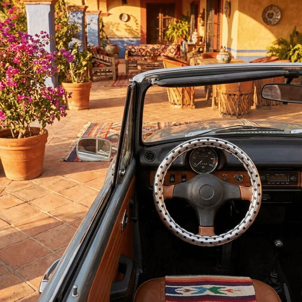 Polka Dot Pattern Steering Wheel Cover Comfortable Hand Feel Leather Zpaxo
