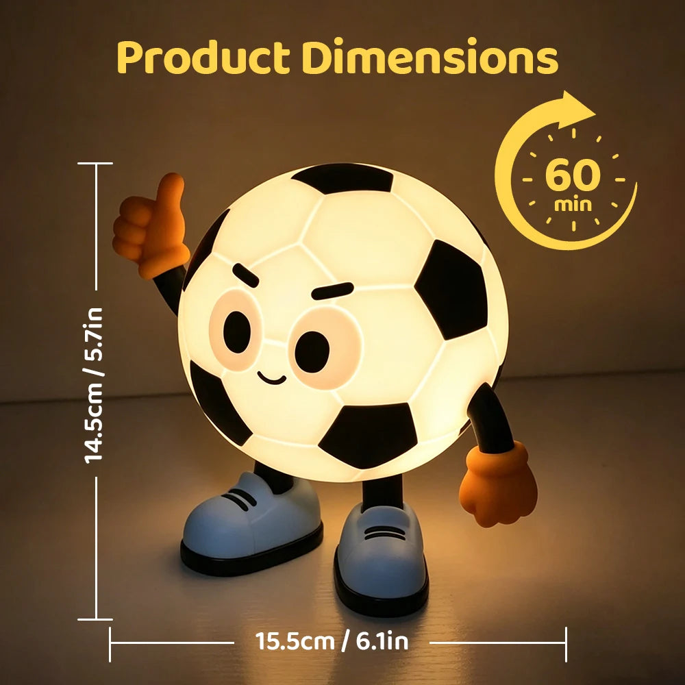 Soccer Silicone Night Light With Timer 3 Level Brightness Dimmable Rechargeable Baby Night Lights For Nursery Zpaxo