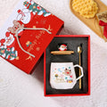 Christmas Ceramic Mug Lid Spoon Box Featuring Santa Claus Office Home