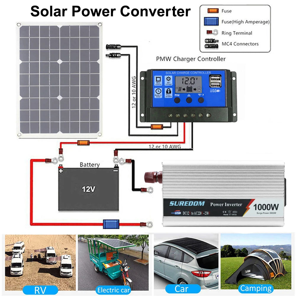 Car Inverter DC 12V AC 220V Universal Socket USB Charger Port Cigar