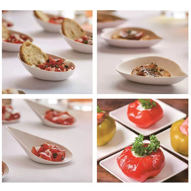 25 Pcs Tasting Dishes Disposable Dishes - Home Compostable Microwavable And Freezable White Bagasse Food Zpaxo