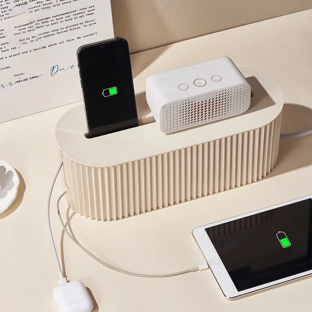 Cable Management Box – Power Strip & Wire Organizer with Lid Cable Management Box Zpaxo Light Yellow