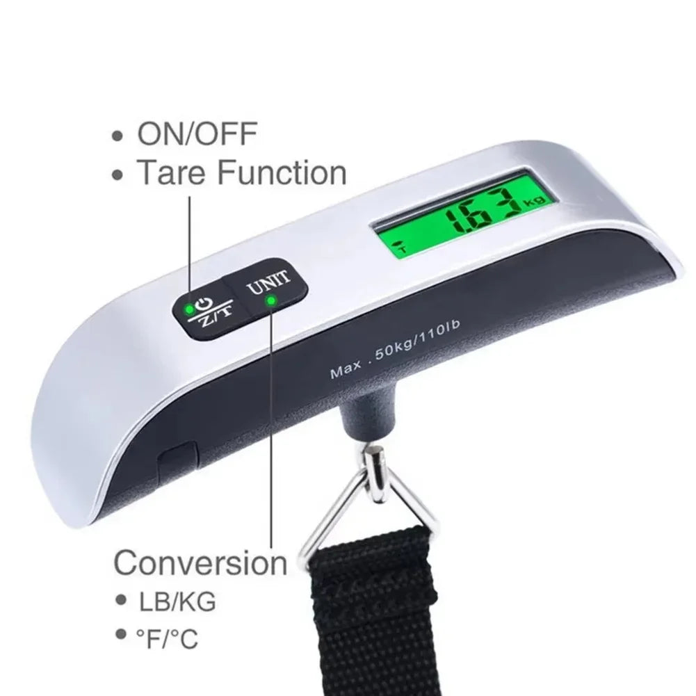 50kg Portable Hanging Scale Electronic Hand Luggage Scale Digital Display Suitcase 110lb Travel Baggage Bag Weighing Tools Zpaxo