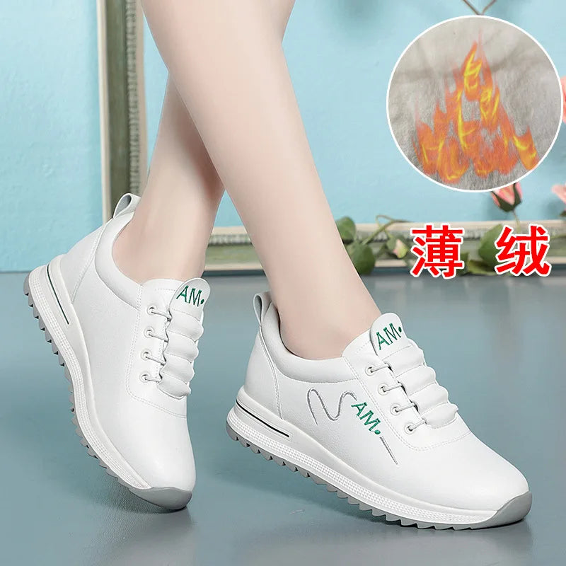White Shoes Women Sneakers 2023 Breathable Women's Sports Outdoor Zpaxo HY2381beige velvet 35 China Mainland