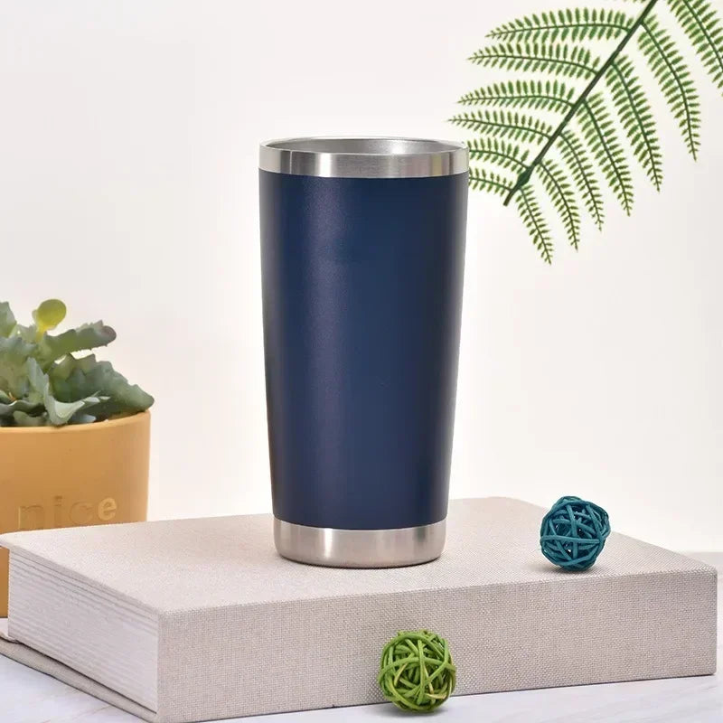 20oz High Color Double Layer Stainless Steel Insulated Cup Car Cup Ice Cream Cup Beer Cup Outdoor Portable Water Cup Zpaxo Navy blue 20oz