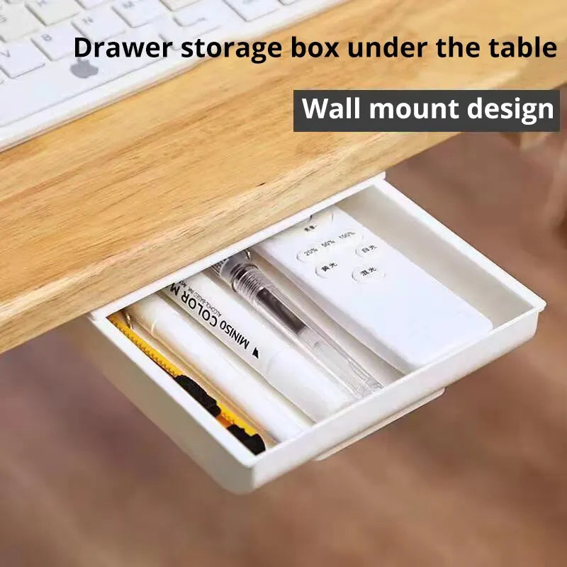 Hidden Storage Box Desk Storage Drawer Self-Adhesive Plastic Table Storage Holder Simple Sundries Cosmetics Stationery Organizer Zpaxo