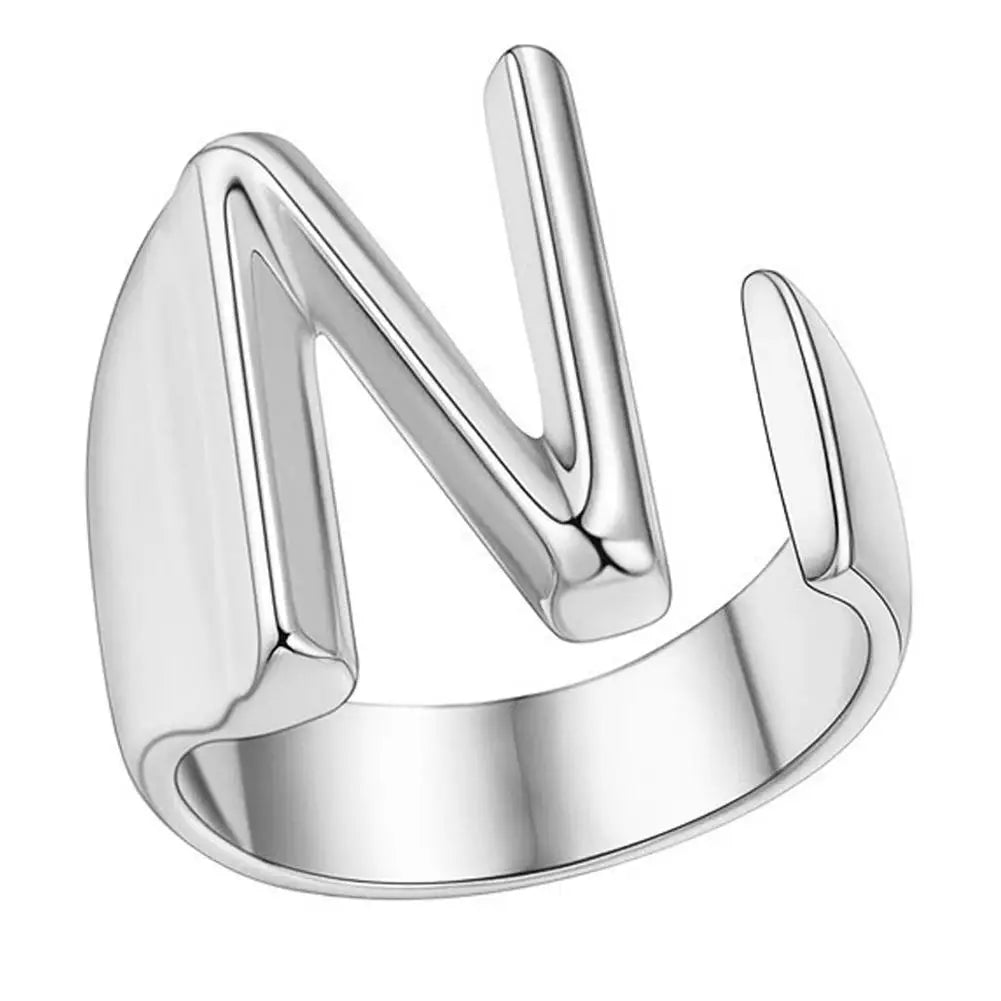 1PC High-end Fashion Hollow A-Z Letter Adjustable Opening Ring Alphabet Party Rings Jewelry Gift For Women Кольца JR21003 Zpaxo N
