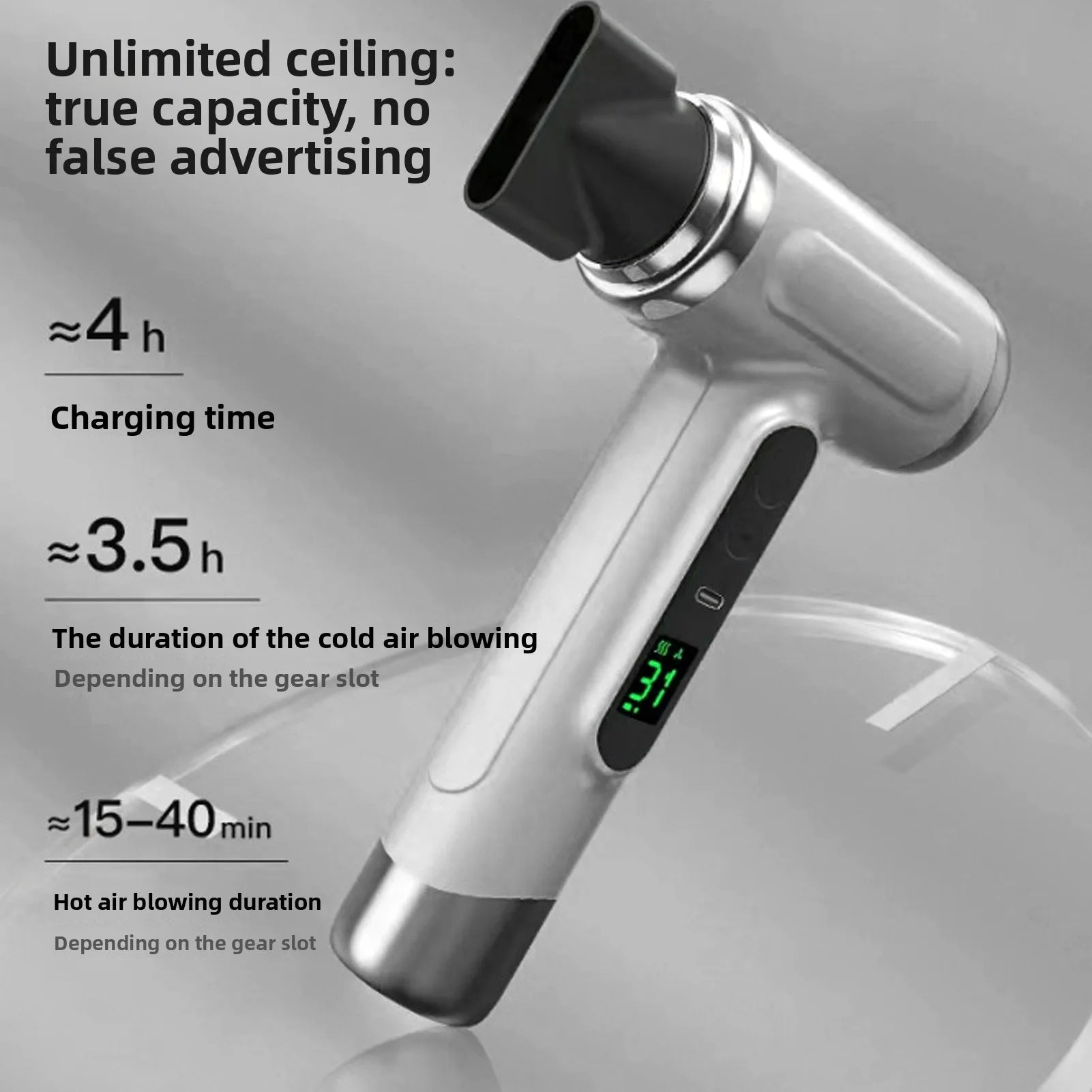 Cordless Hair Dryer 15600mAh Rechargeable Cold Wind 200W Portable