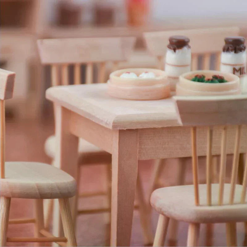 1 12 Miniature Dollhouse Furniture Wooden Dining Table Chair Zpaxo