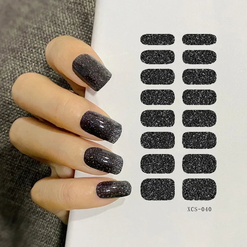 53 Colors Nail Polish Stickers Pure Strips Waterproof Adhesive Full