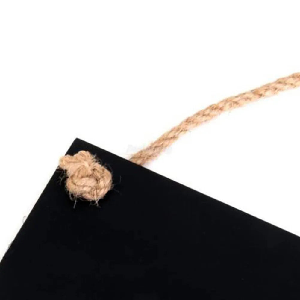 Wooden Hanging Plaque Jute Rope Blackboard Surface Home Decor Wall
