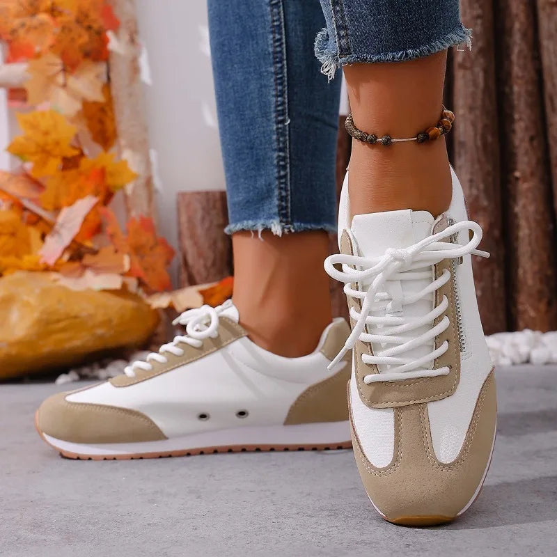 Spring Autumn Women Anti Slip Wear-resistant Zipper Embellishment Zpaxo