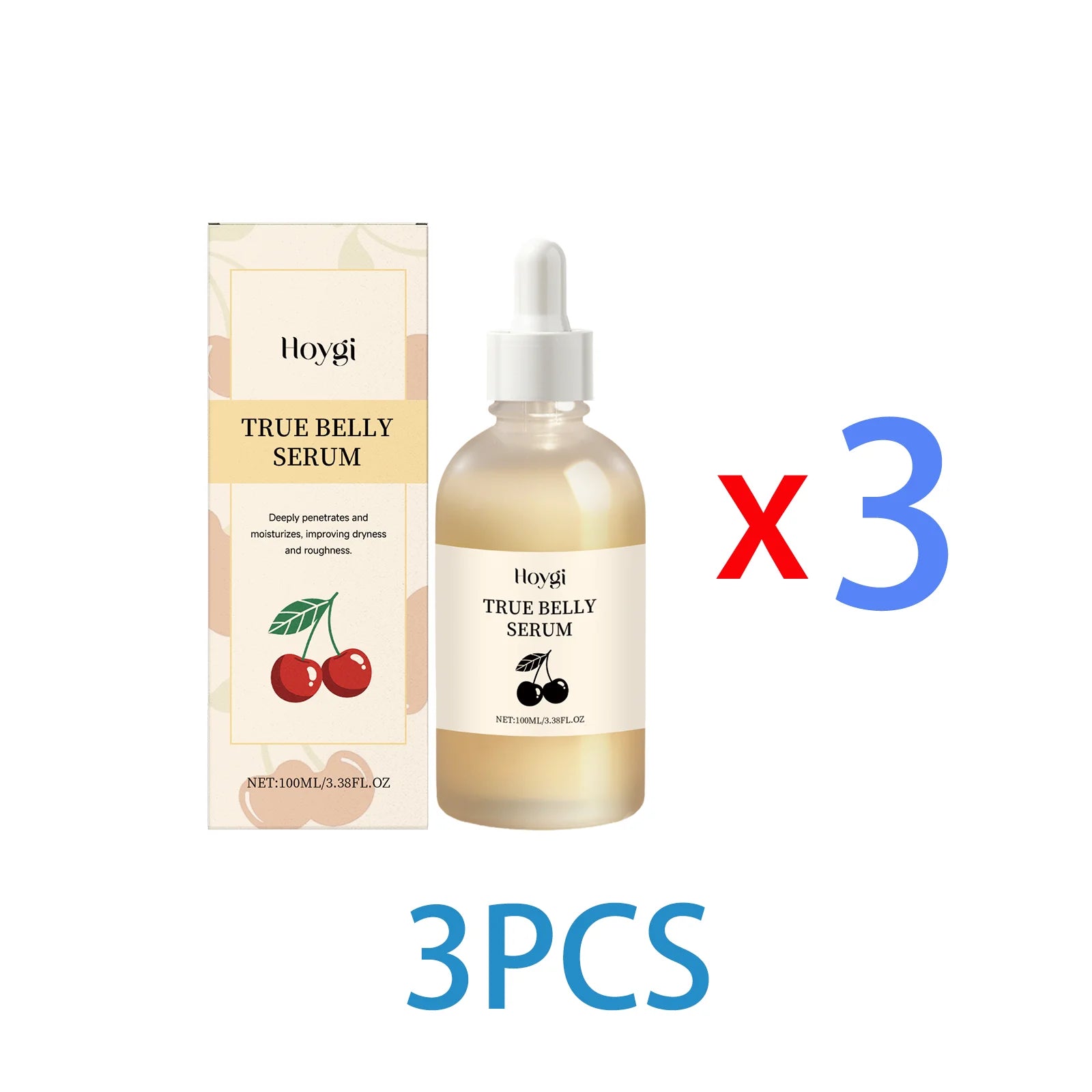 Body Care Serum with Cherry Extract Lightweight Moisturizing Serum for Dry Skin Smooth Texture and Non Greasy Absorption 100ml Zpaxo 3PCS
