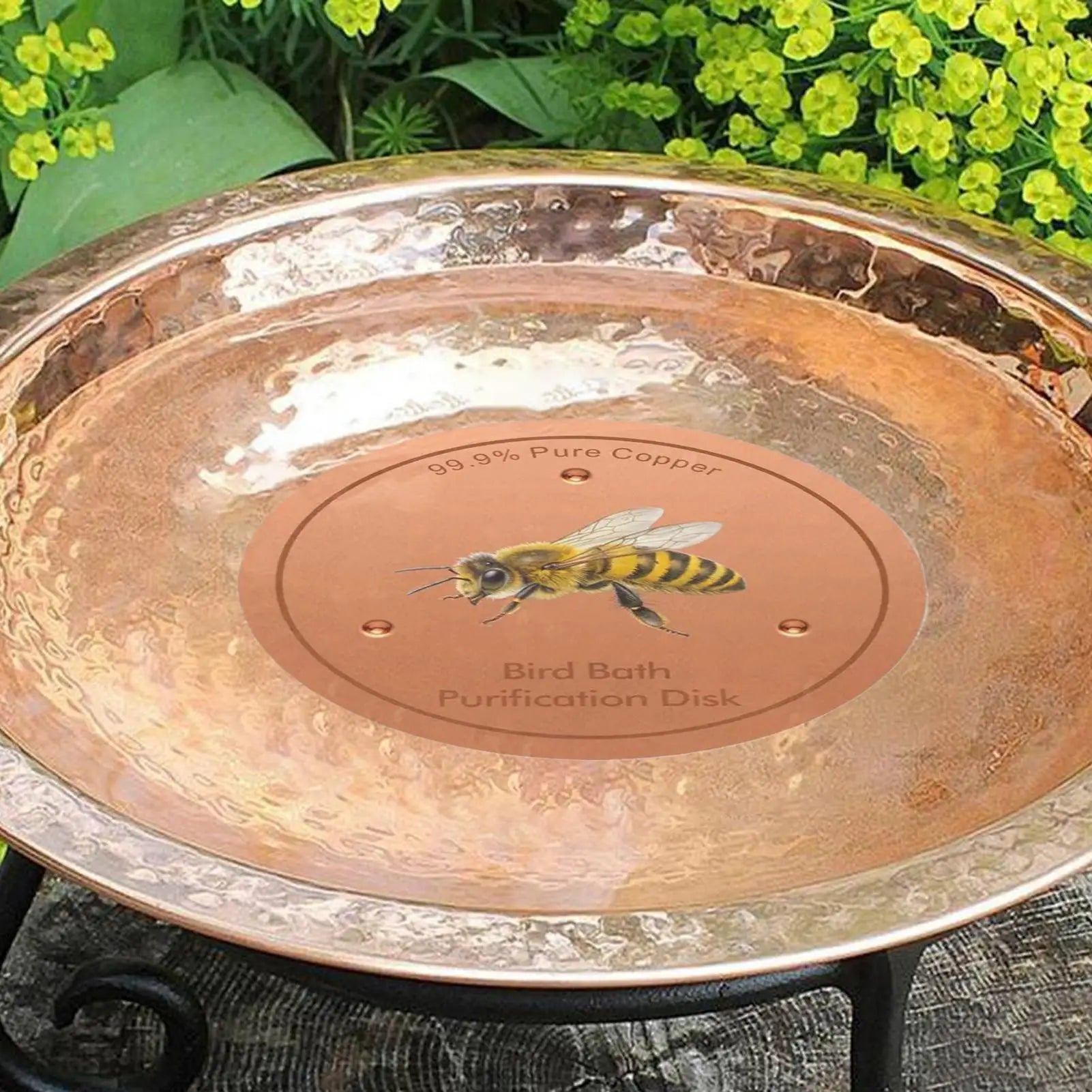 Bird Bath Purification Disk Bee Pattern Birdbath Cleaner Copper Bird Bath Purification Disk For Outdoor Garden Deck Patio Bowl Zpaxo