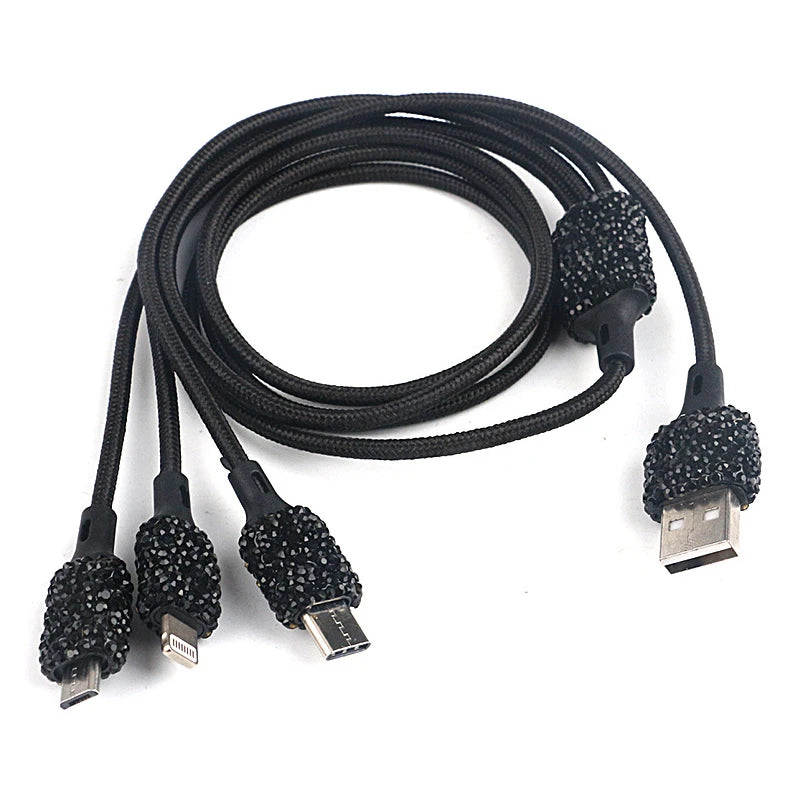 Dual USB Port Car Charger Safety Hammer Design Handmade Rhinestone