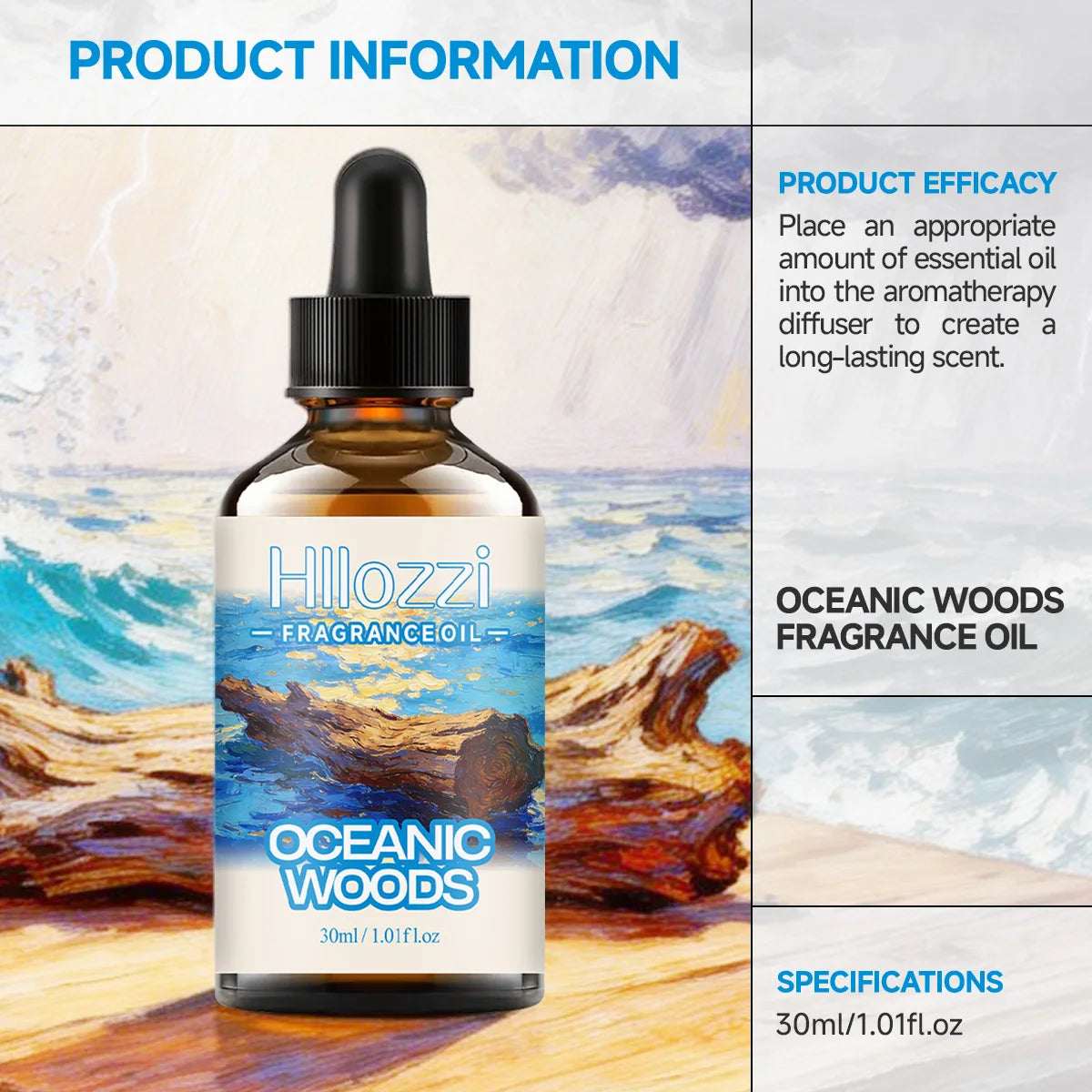OCEANIC WOODS FRAGRANCE OIL Suitable Nail Hair Skin Care Massage Zpaxo