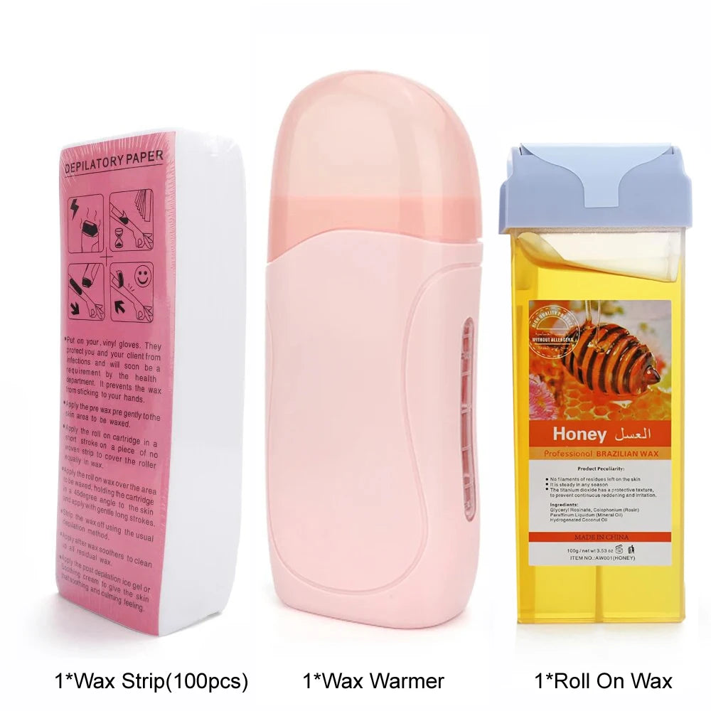 Roll-On Electric Waxing Kit – Hair Removal for All Skin Types Roll-On Waxing Kit Zpaxo 072-P-Honey US Plug