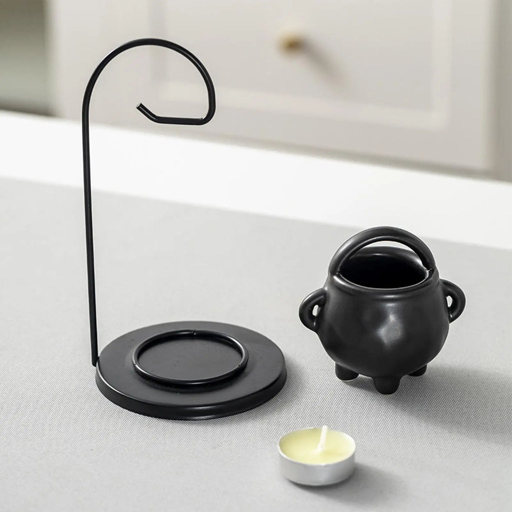 Wax Burner Ceramic Gothic Cauldron Handle Oil Diffuser Candle