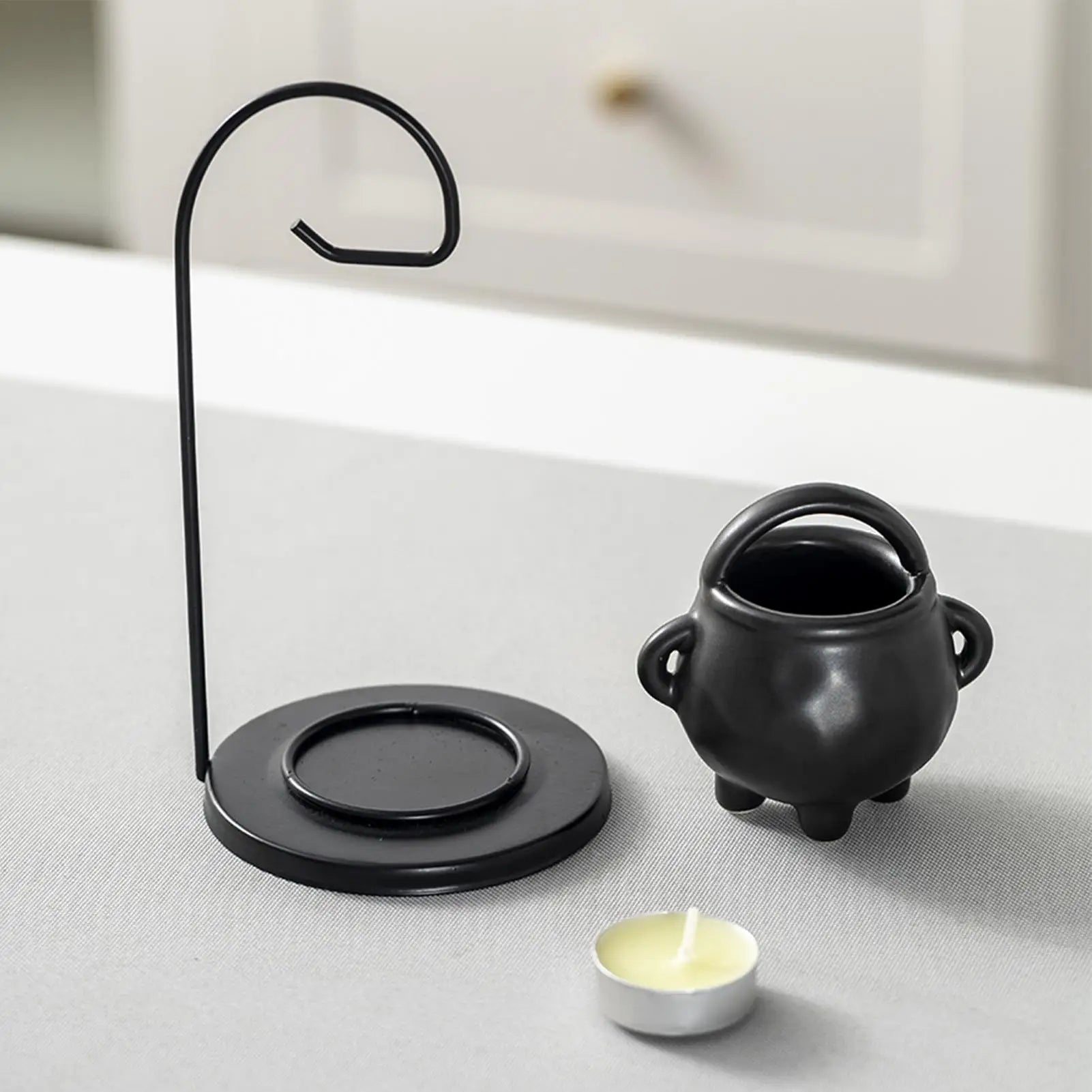 Wax Burner Ceramic Gothic Cauldron Handle Oil Diffuser Candle