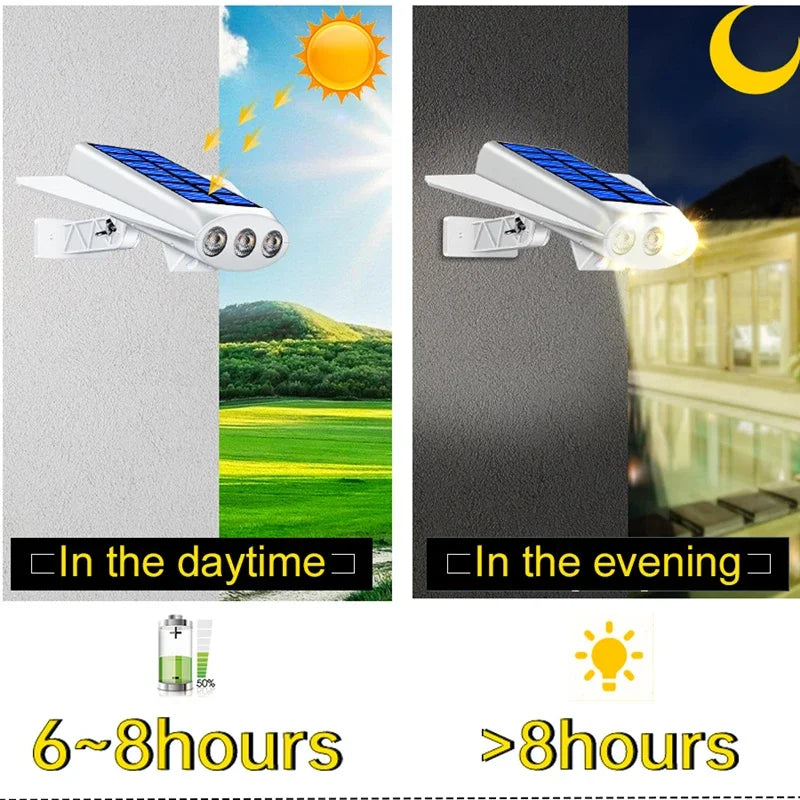 Solar Wall Light Outdoor Waterproof LED Lamp 2200mAh Security Yard Zpaxo