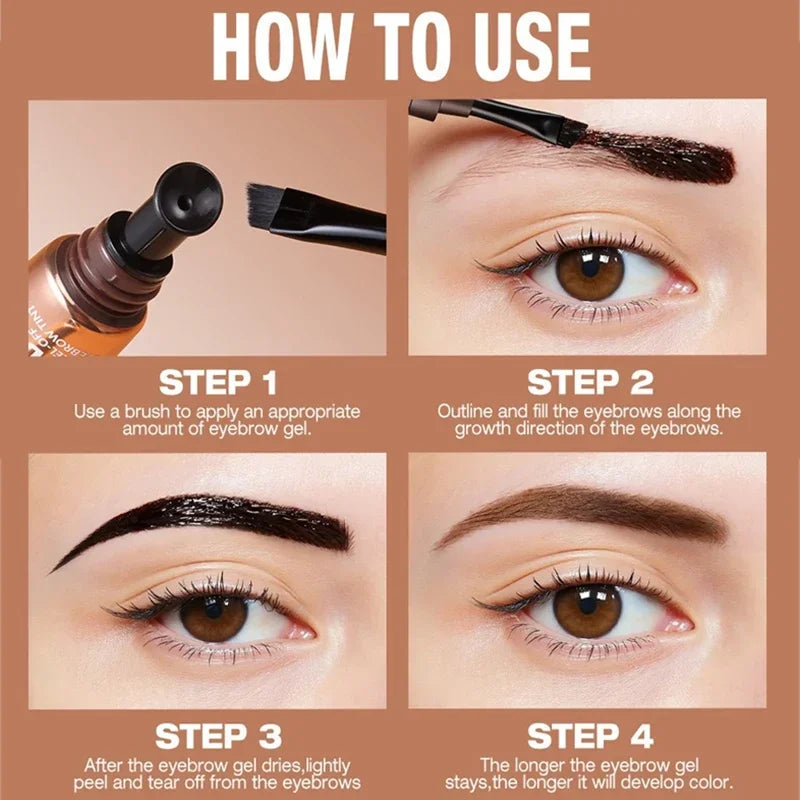 3 Colors Semi-permanent Tattoo Peel Off Eyebrow Dye Cream Waterproof