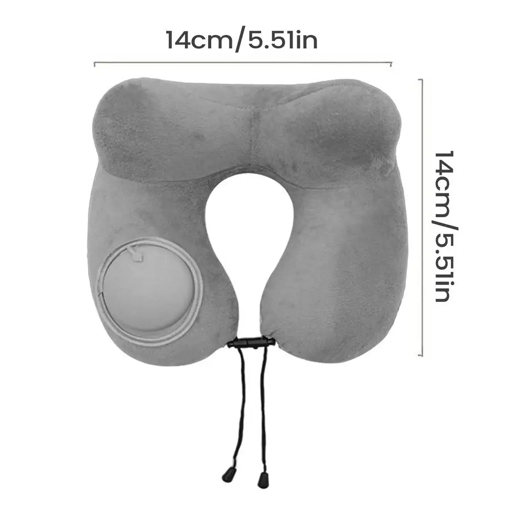 Inflatable Travel Neck Pillow – U-Shape Plush Support Pillow Travel Neck Pillow Zpaxo Gray