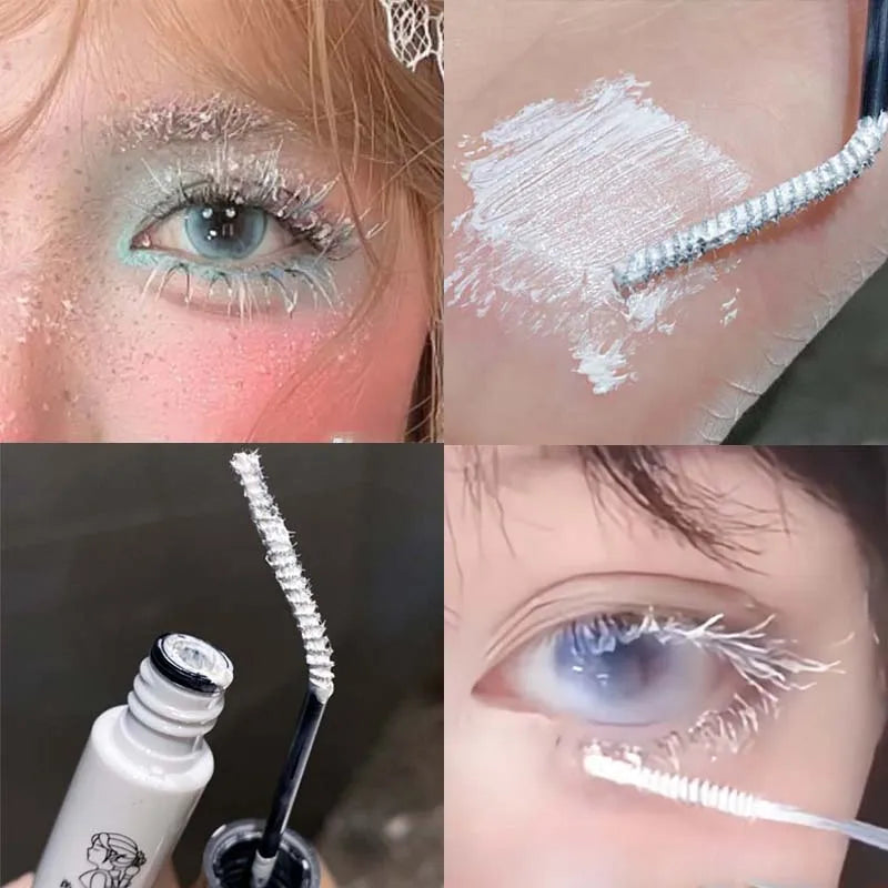 White Mascara Waterproof Long-wearing Fast Drying Curling Volume Eyelashes Extension Eyebrow Dye Tint Christmas Stage Makeup COS Zpaxo