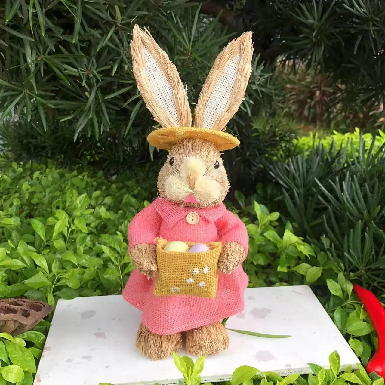 Easter Bunny Handwoven Grass Rabbit Decoration Cute Craft Home Decor