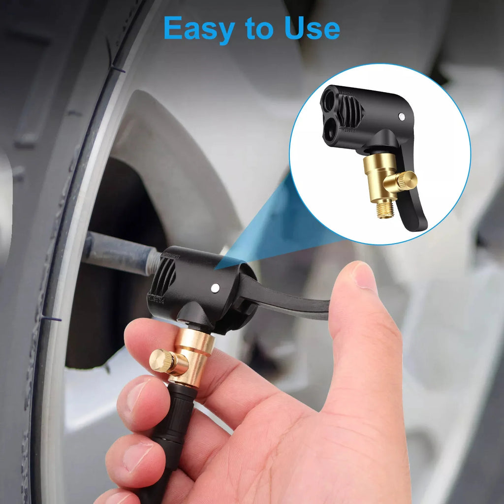 2-in-1 Deflateable Air Chuck Portable Tire Pump Nozzle Hose Inflator