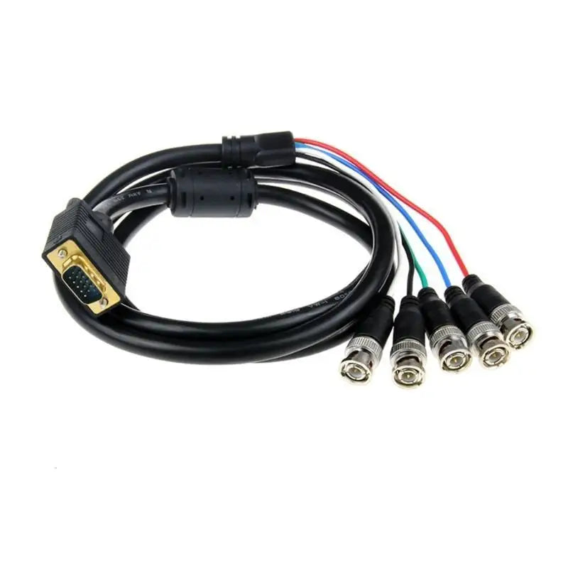 652F VGA BNC Cable 5BHC Plugs Splitter RGBHV Male Coaxial Cord Zpaxo 25m CN