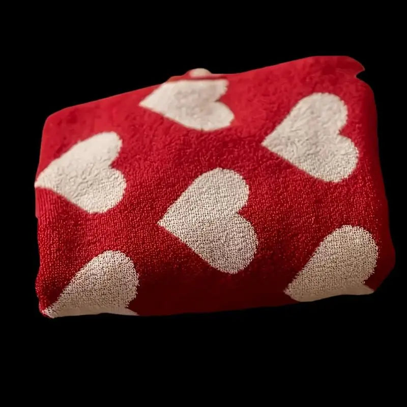Heart Cotton Towel Red Soft Face Bath Towels Absorbent Shower Zpaxo