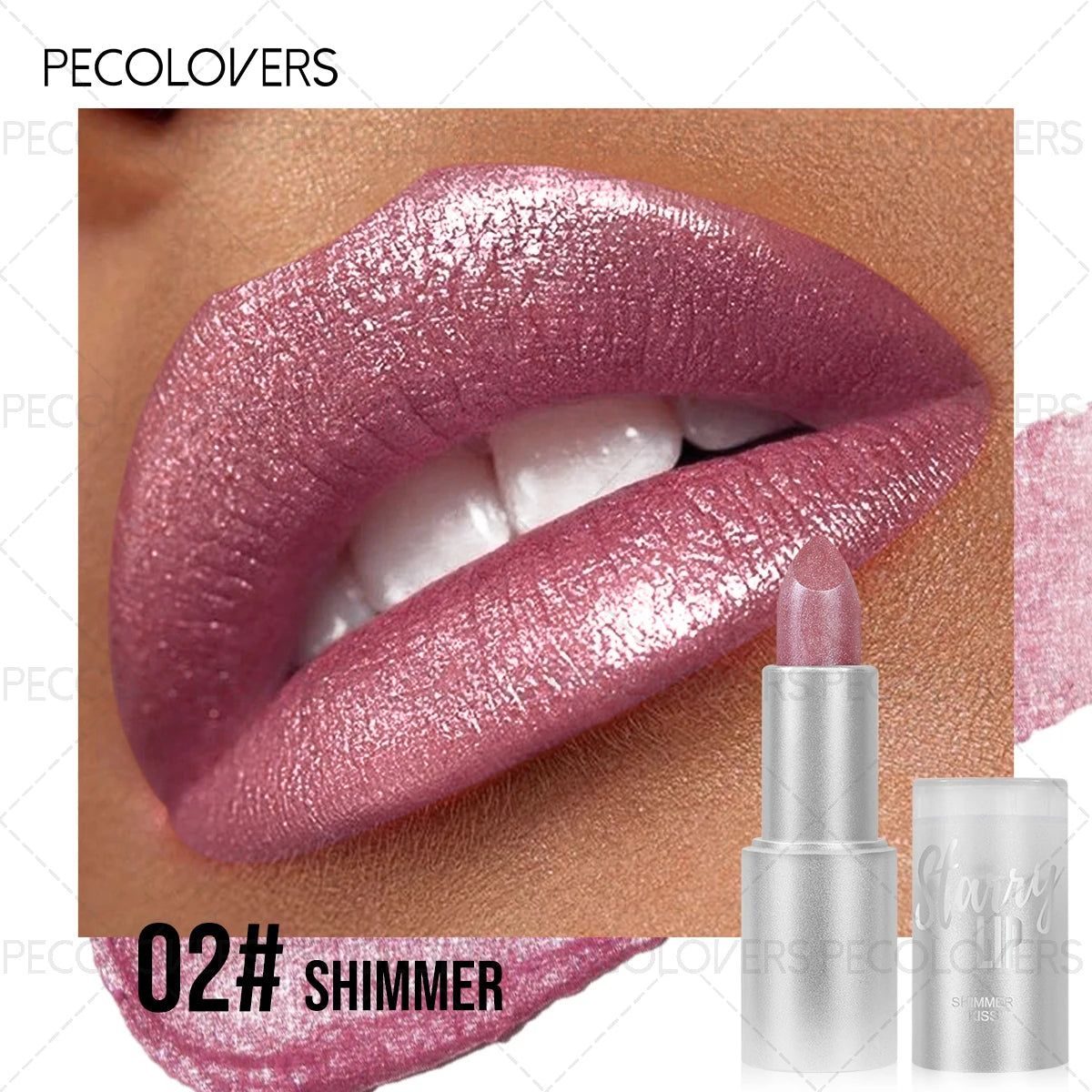 Sparkling Pearlescent Lipstick Long-lasting Shimmering Glitter Finish Zpaxo 02