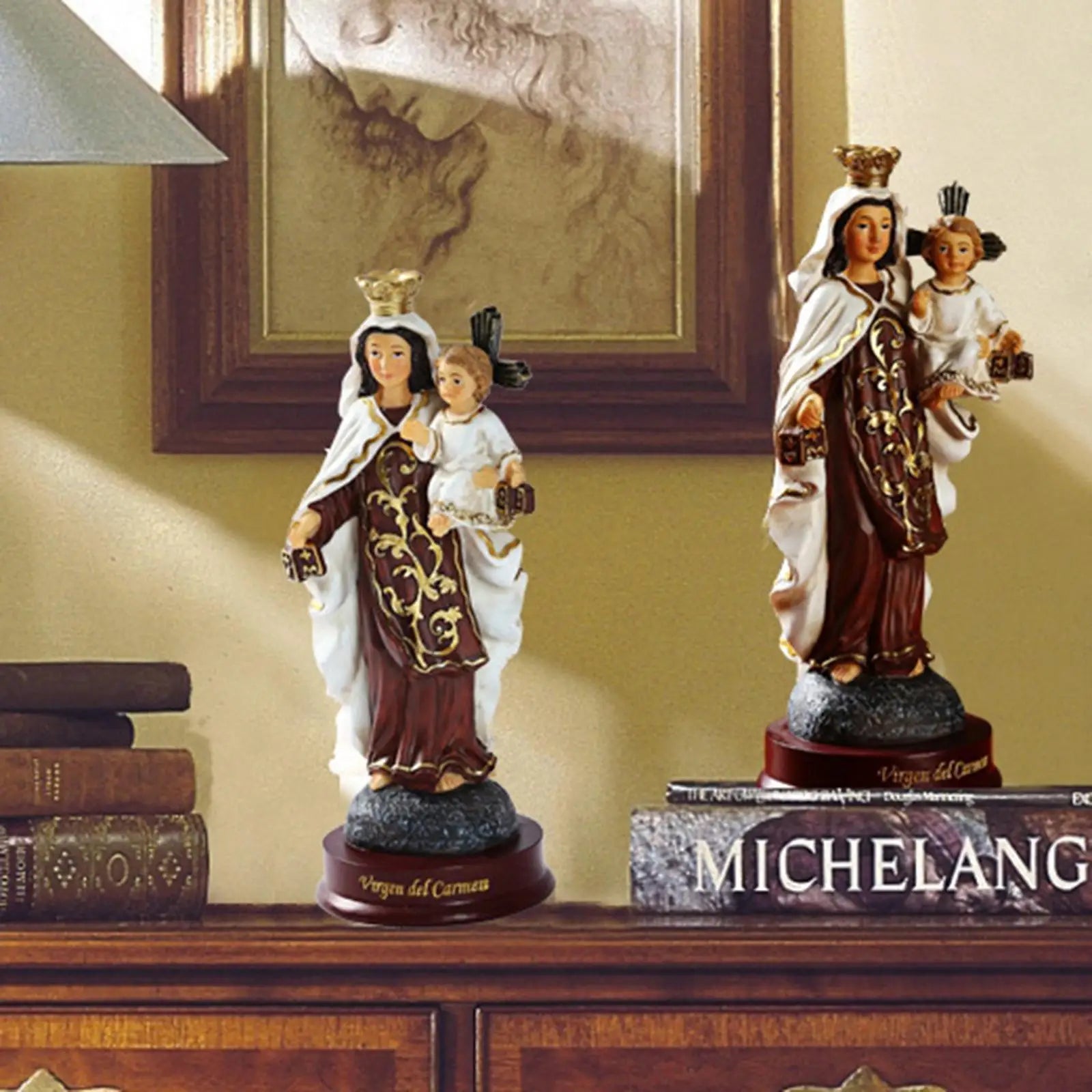 Catholic Resin Madonna Mary Statue Figure Handmade Figurine Religious Wedding Gift Xmas Home Desktop Decoration Zpaxo