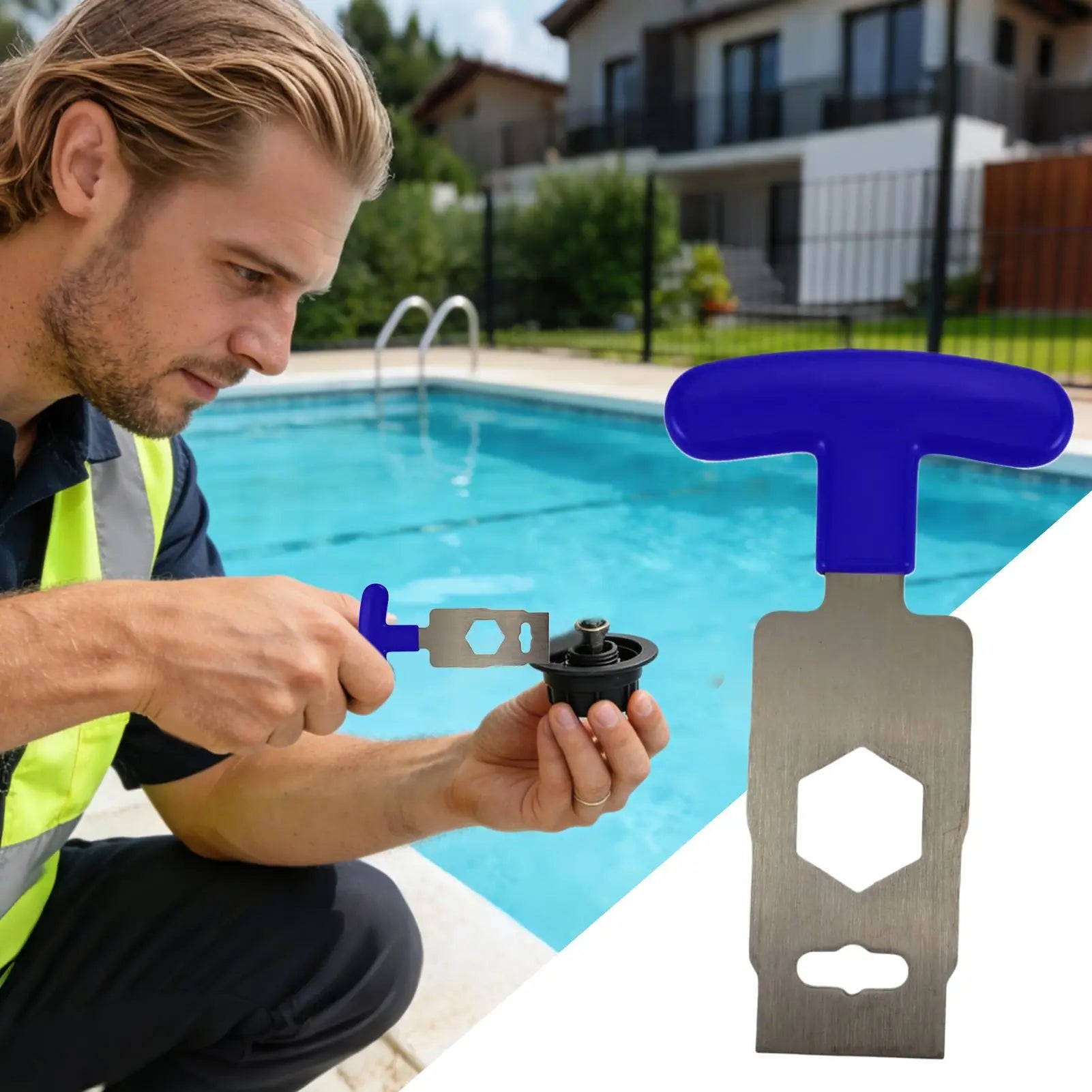 Portable Pool Plug Removal Tool Directional Grip Wrench Spa Backflow