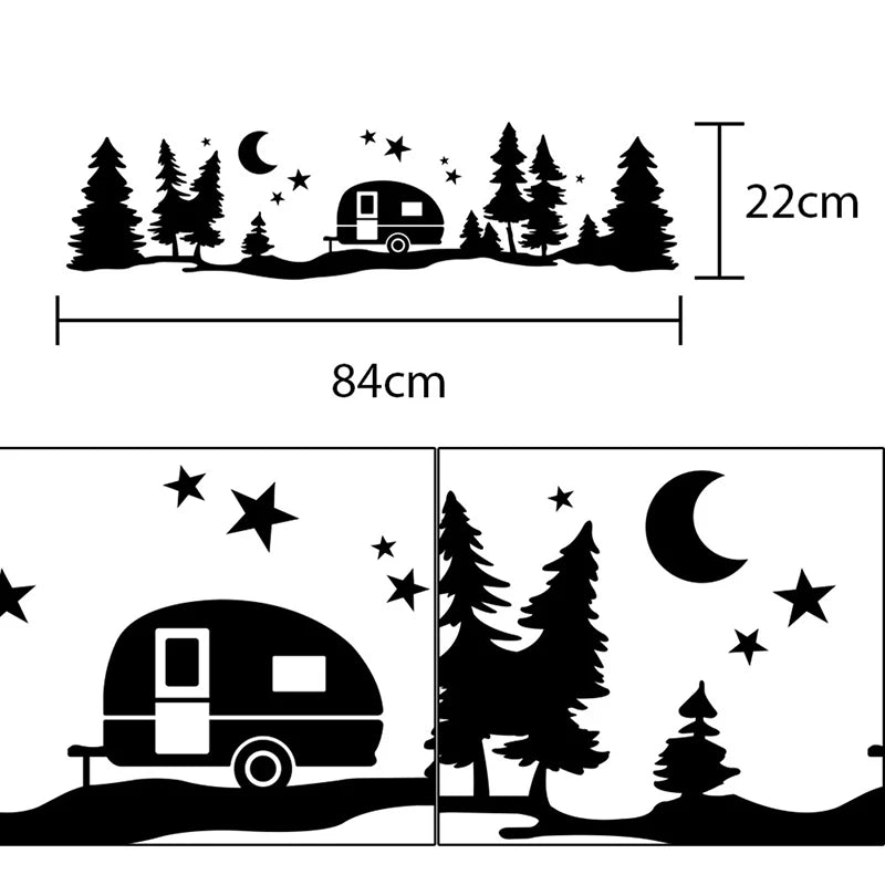 Car Stickers Waterproof Tree Mountain Decor PET Sticker Auto Decal