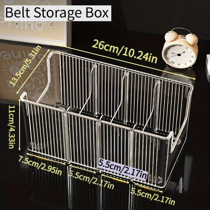 Belt Storage Box Home Use Divided Tie Organizer Desktop Transparent