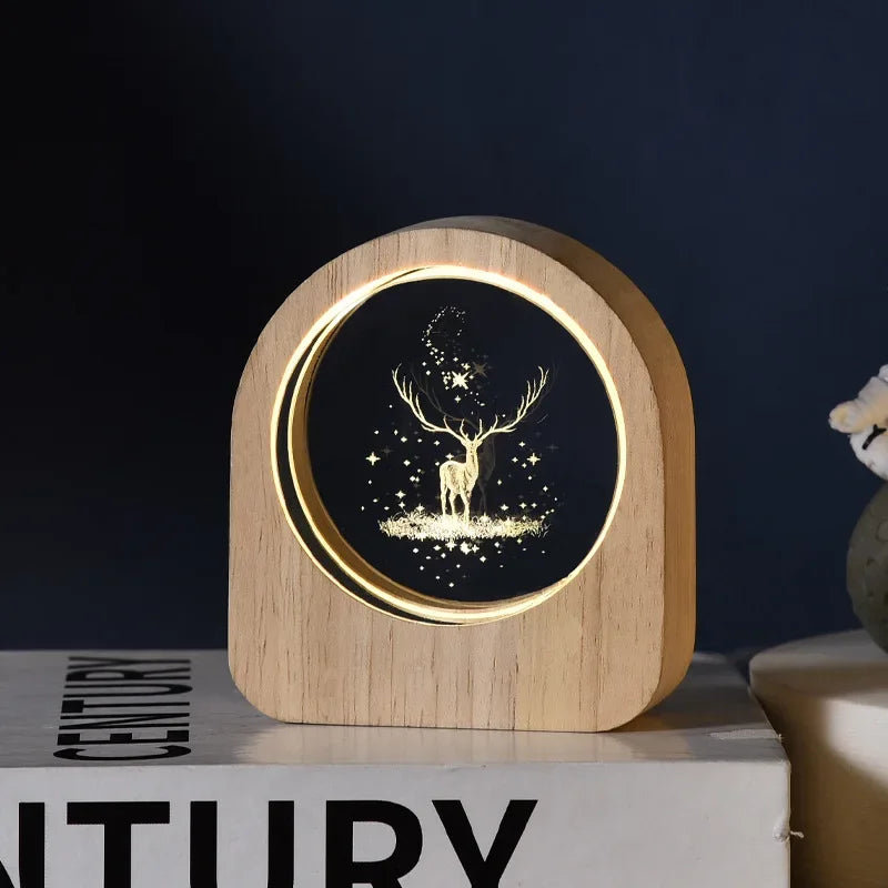 Creative Wooden Luminous Base 3D Carved Crystal Ball Desktop Decoration Gift Small Night Light Bedside Office Decoration Gift Zpaxo 05