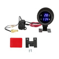 Digital Display 2in1 Temp Voltage Meter Blue Light DC 9V-36V Water Temperature Meter Round LCD LED Digital Temp Meter Car Zpaxo Black