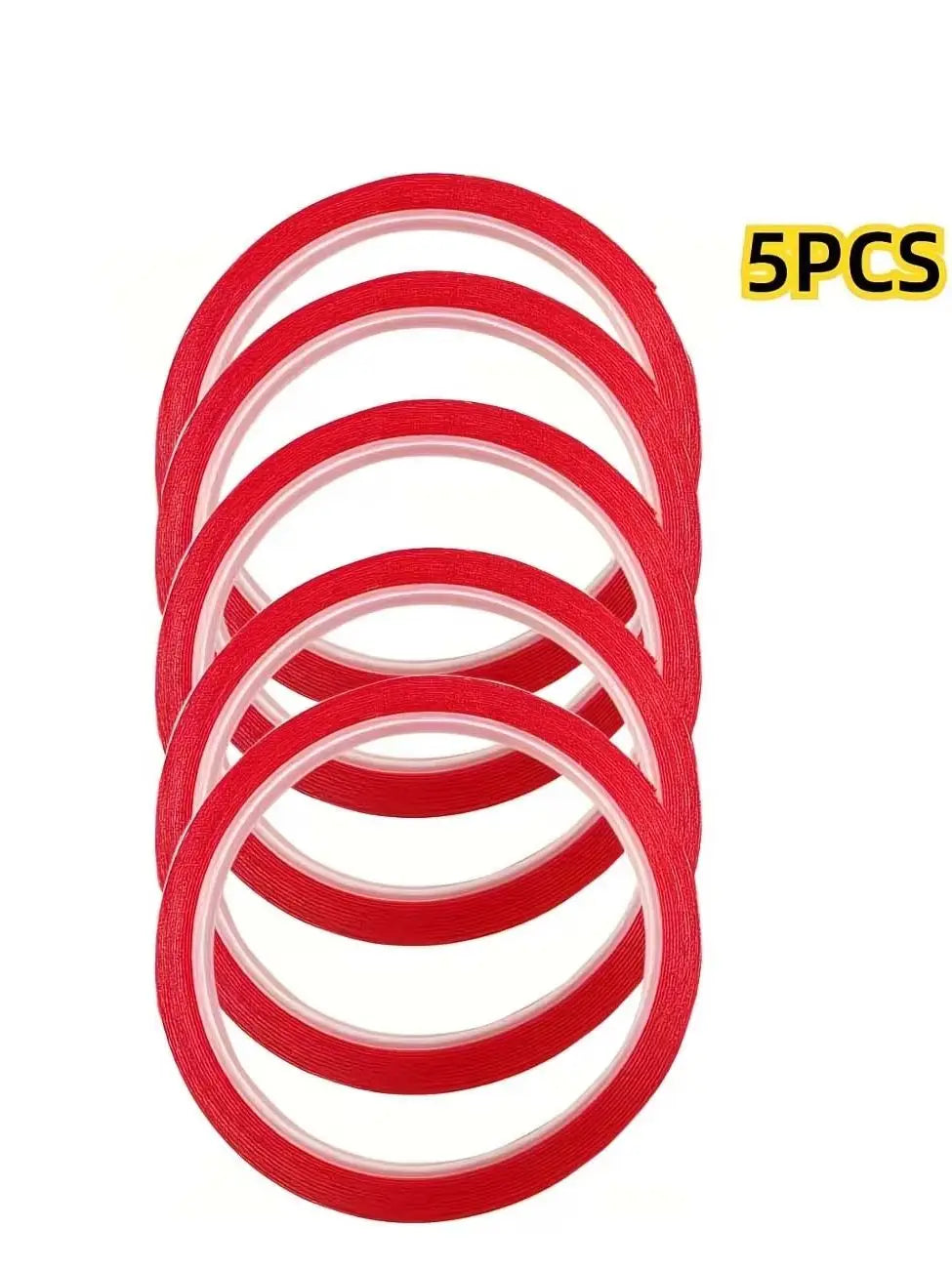 5-Roll Red Double-Sided Tape – 8mm Heat Resistant Craft Tape Double-Sided Tape Zpaxo 5PCS