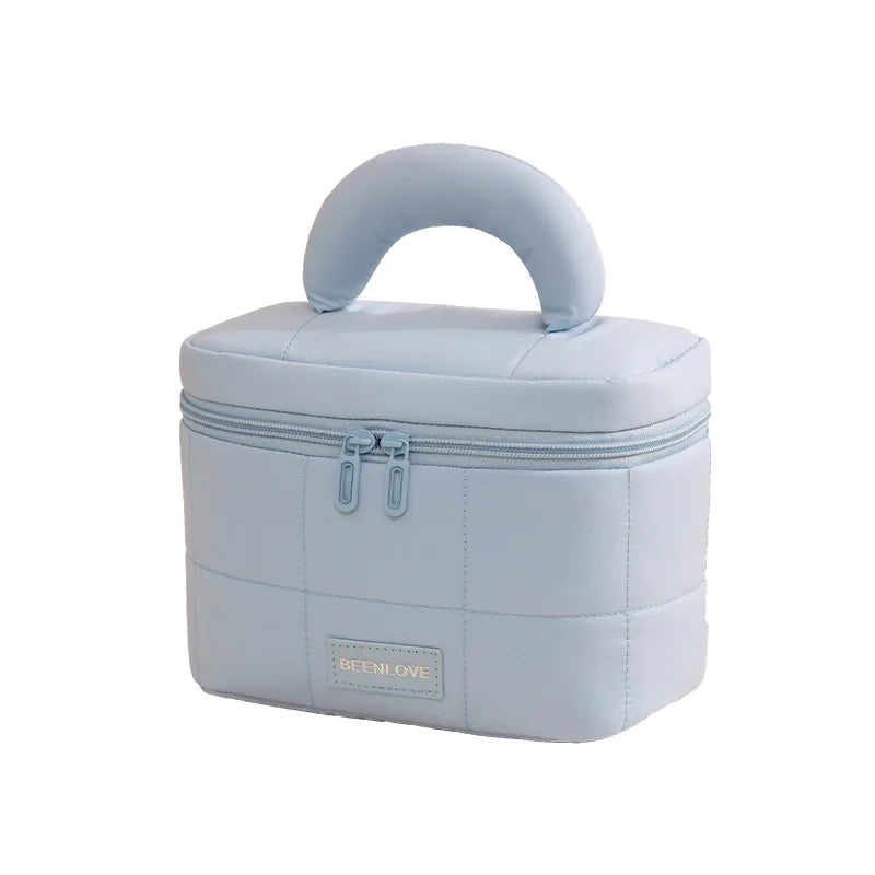 Large Capacity Cloud Open Makeup Bag – Travel Toiletry Organizer Travel Makeup Bag Zpaxo Blue