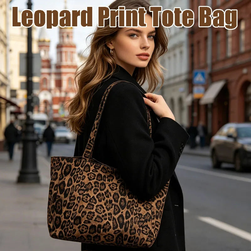 Vintage Leopard Print Tote Bag Women Large Capacity Crossbody Zpaxo